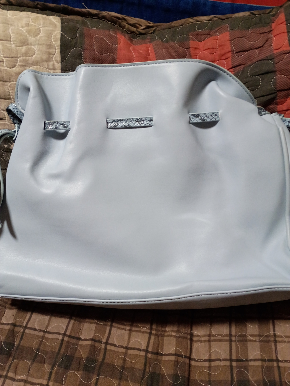 Light Blue Drawstring Shoulder Bag - Picture 6 of 7